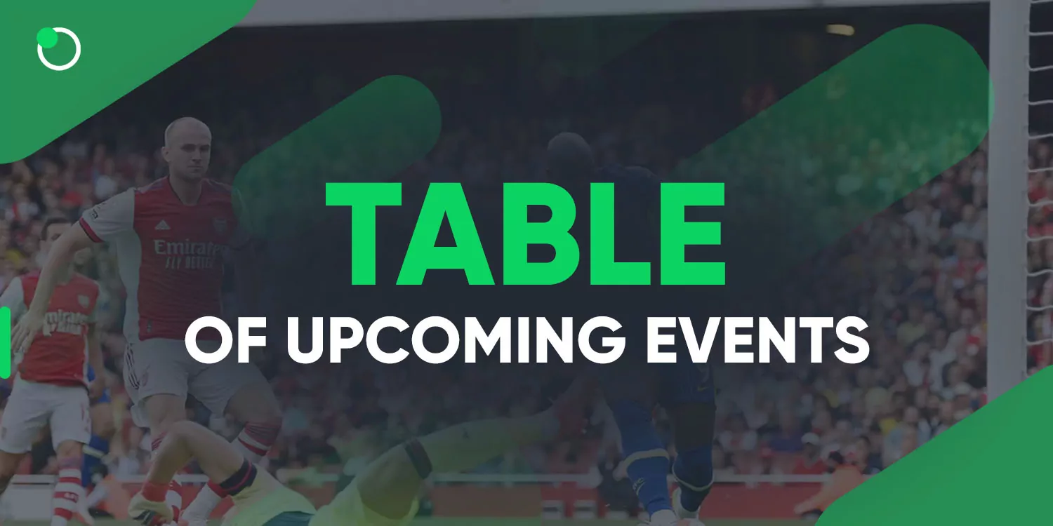 Table of upcoming events